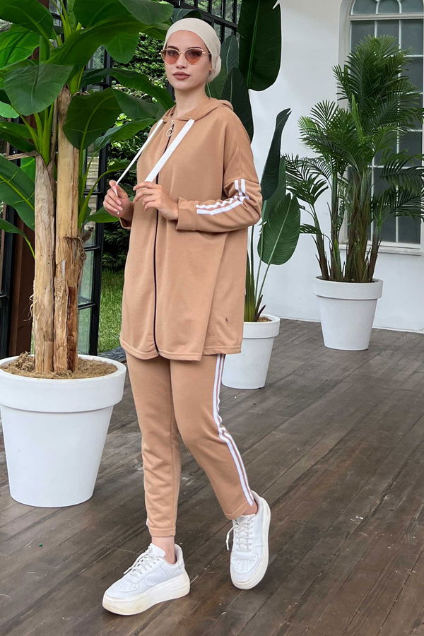 Düz Orta Kadın Vizon Tunik Pantolon - 8896 VİZON