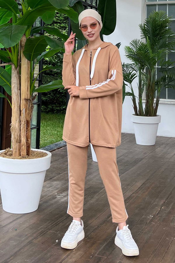 Düz Orta Kadın Vizon Tunik Pantolon - 8896 VİZON