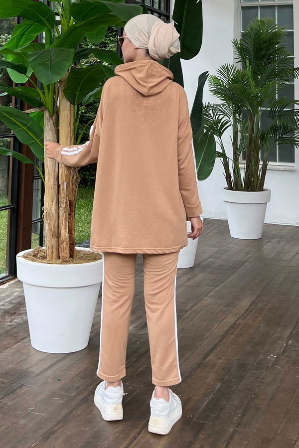 Düz Orta Kadın Vizon Tunik Pantolon - 8896 VİZON