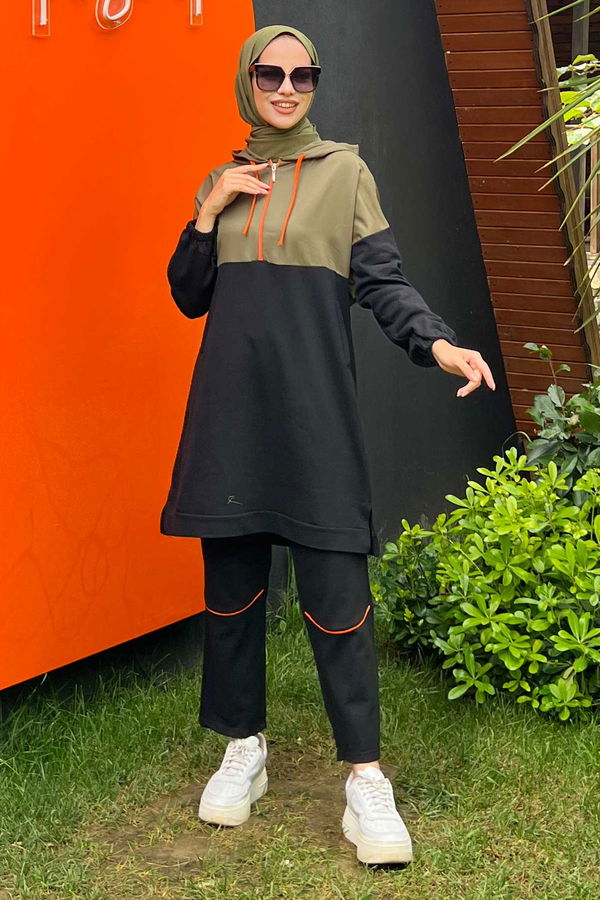 Düz Orta Kadın Haki Tunik Pantolon - 8905 HAKİ