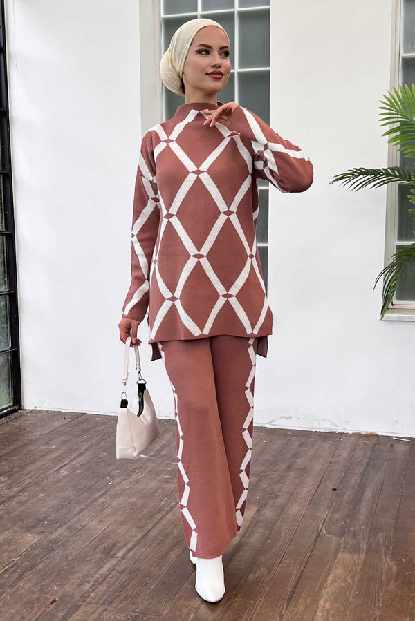 Düz Orta Kadın Pembe Tunik Pantolon - 21218 PEMBE