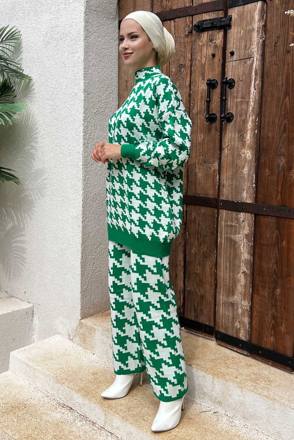 Düz Orta Kadın Yeşil Tunik Pantolon - 21230 YEŞİL