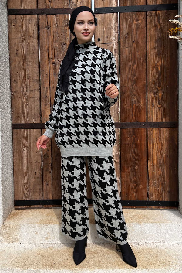 Düz Orta Kadın Gri Tunik Pantolon - 21230 GRİ