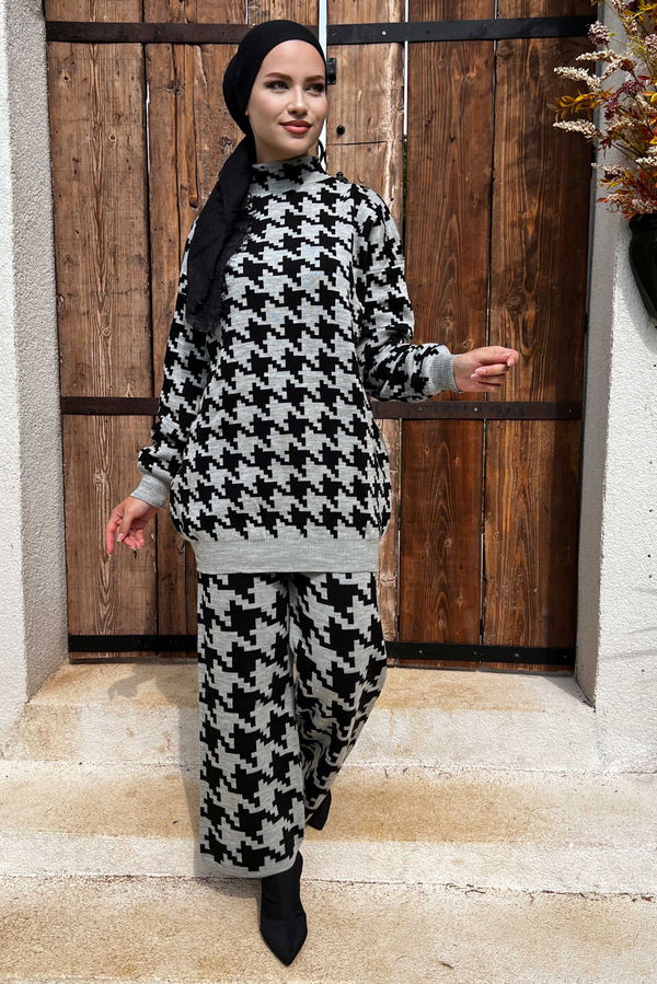Düz Orta Kadın Gri Tunik Pantolon - 21230 GRİ