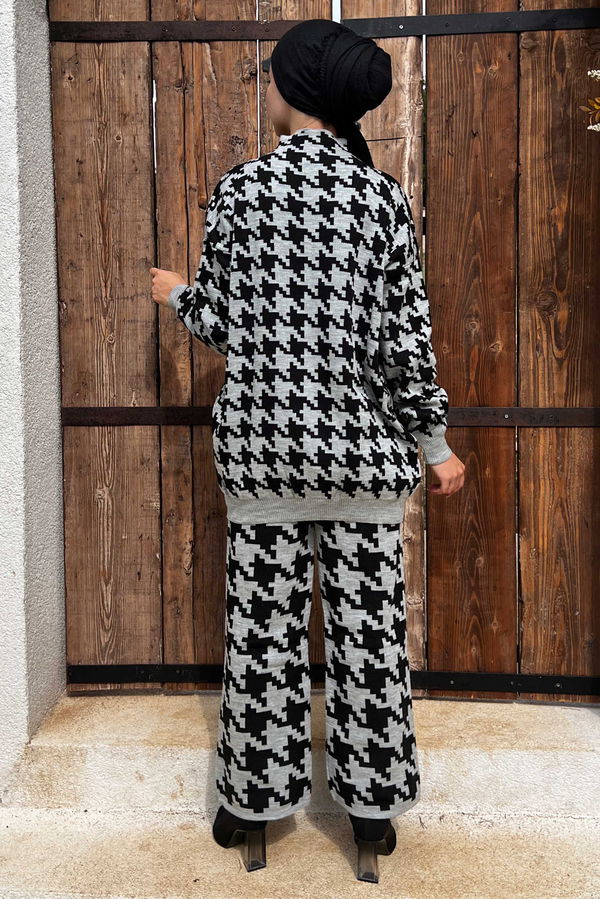 Düz Orta Kadın Gri Tunik Pantolon - 21230 GRİ