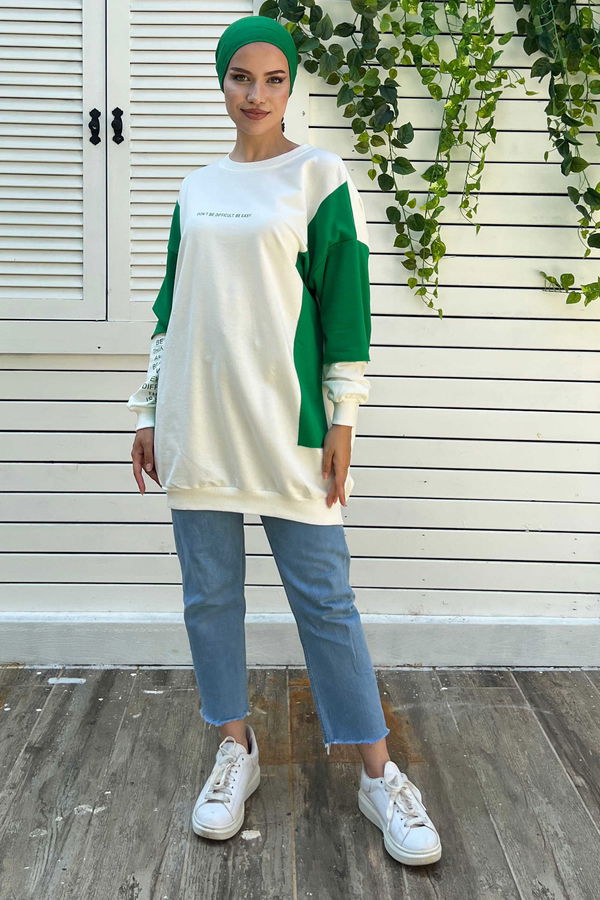 Düz Orta Kadın Yeşil sweat - 21226