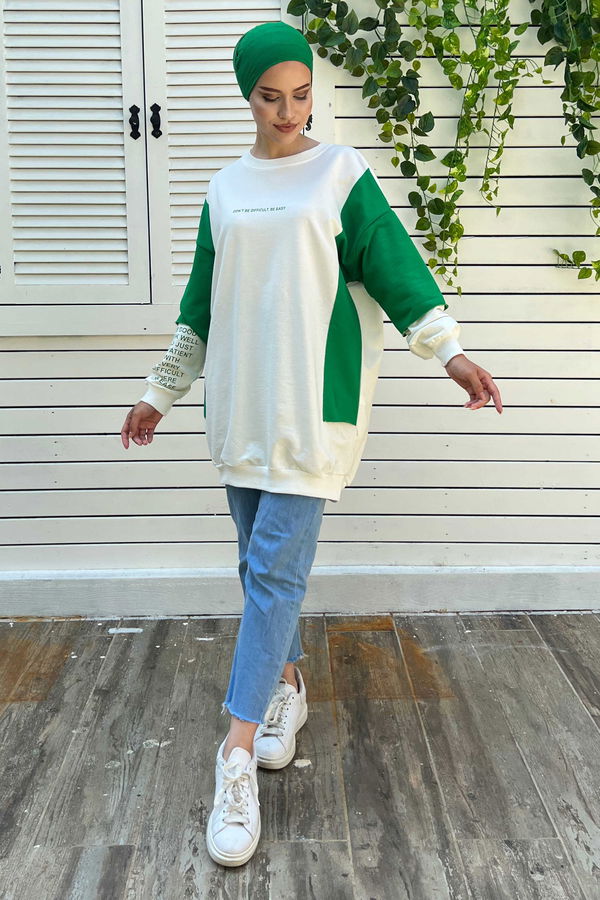 Düz Orta Kadın Yeşil sweat - 21226