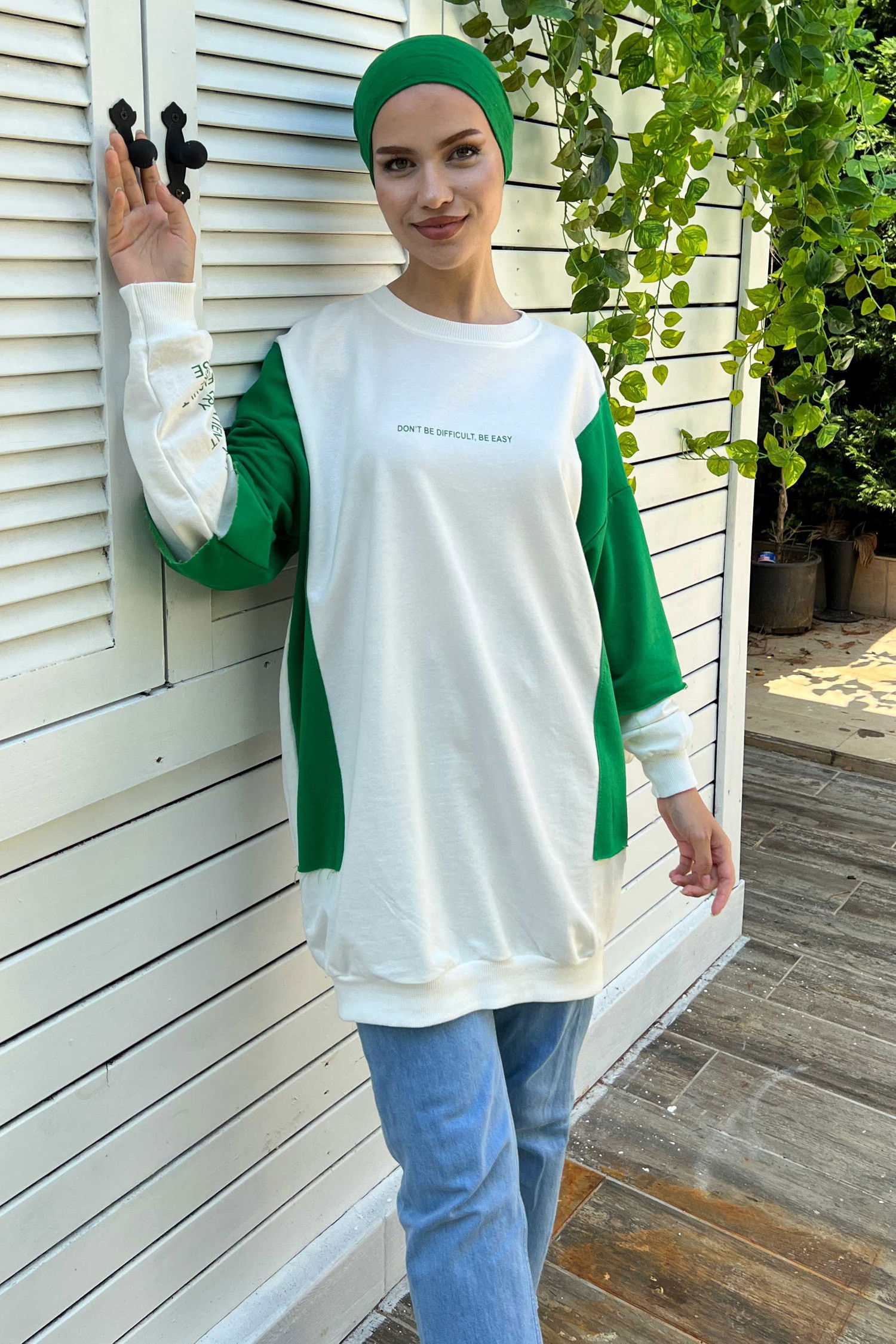 Düz Orta Kadın Yeşil sweat - 21226
