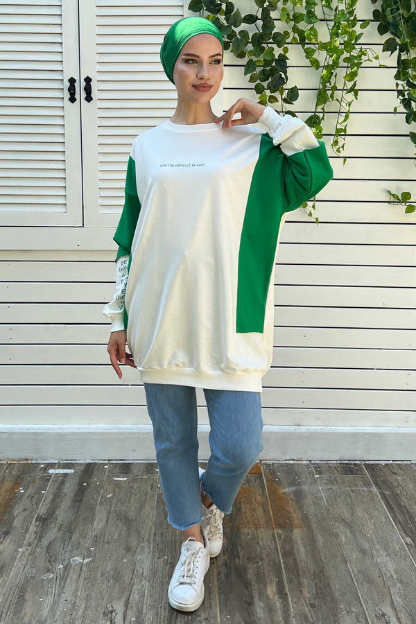 Düz Orta Kadın Yeşil sweat - 21226