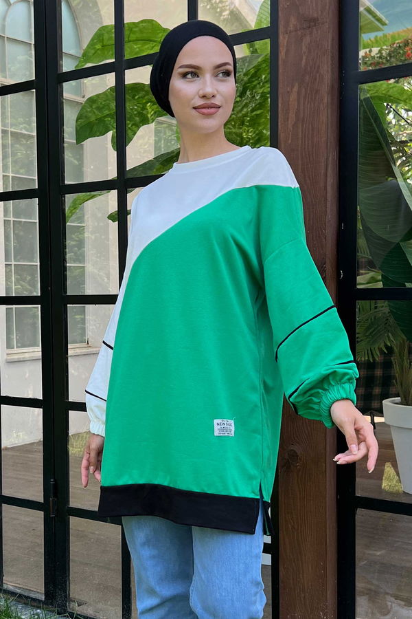 Düz Orta Kadın Yeşil sweat - 21236 YEŞİL