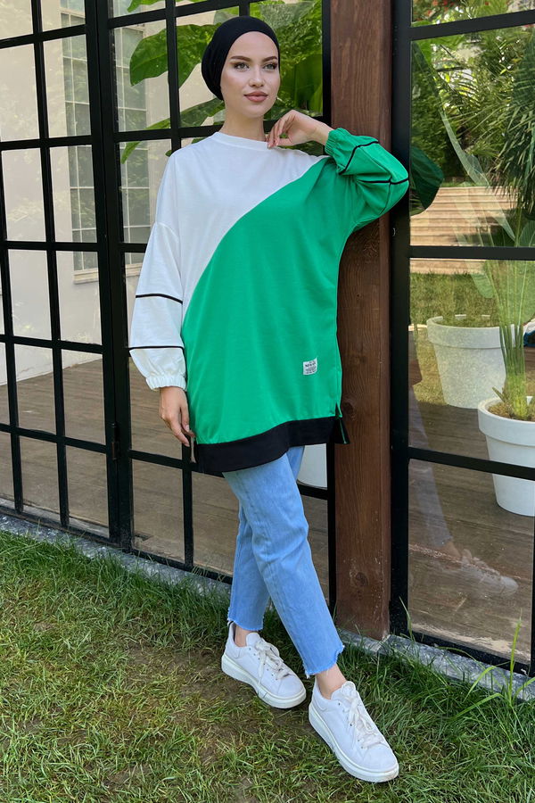Düz Orta Kadın Yeşil sweat - 21236 YEŞİL