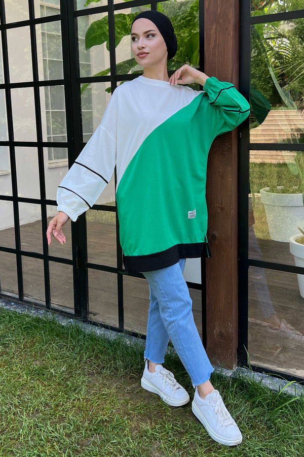 Düz Orta Kadın Yeşil sweat - 21236 YEŞİL