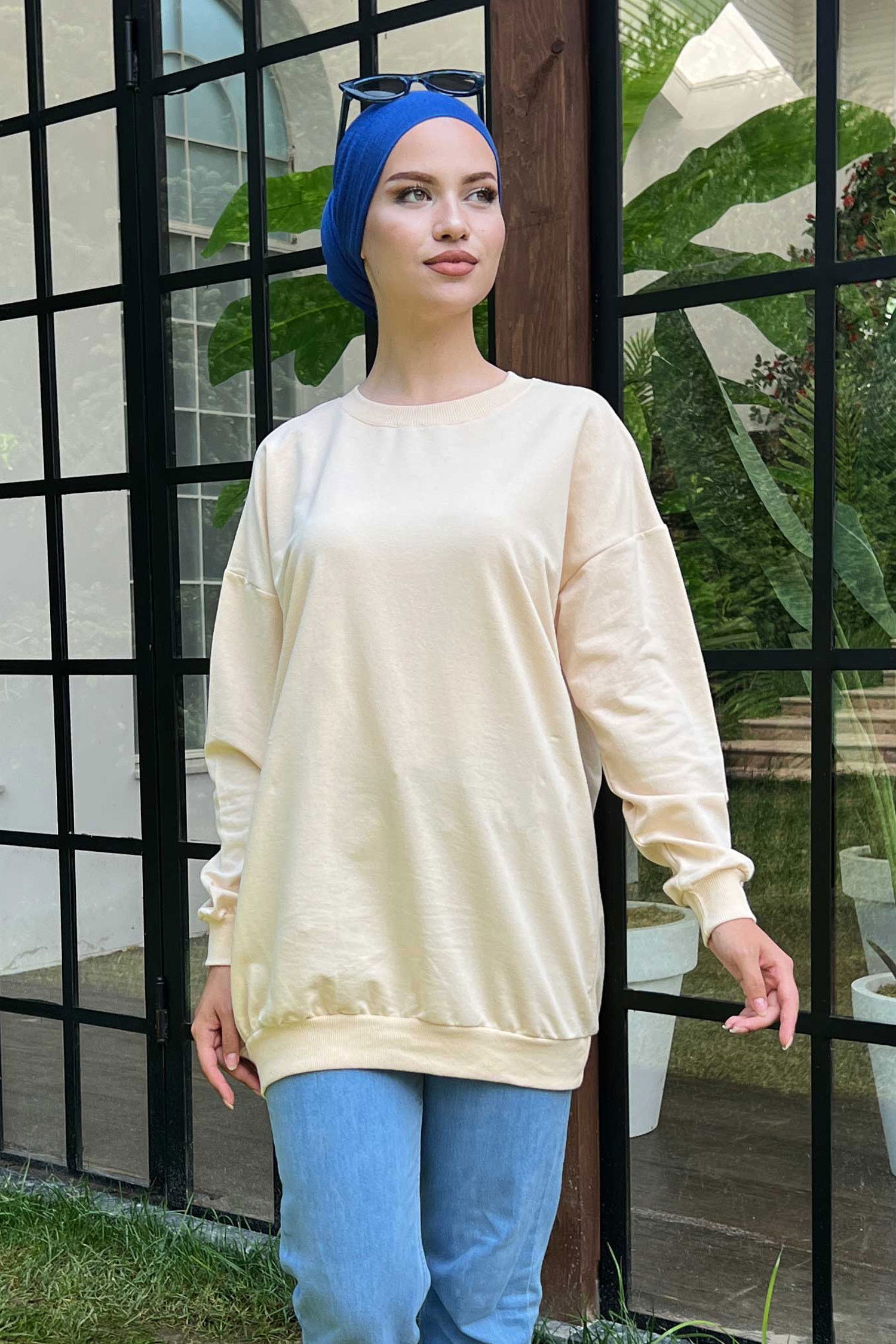 Düz Orta Kadın Bej sweat - 21224