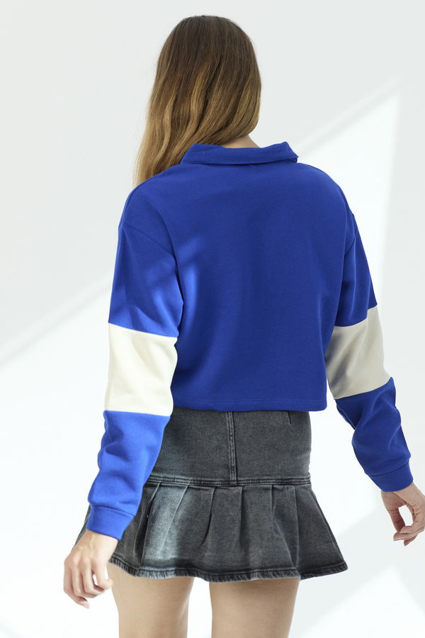 Düz Orta Kadın Mavi sweat - 21443 MAVİ