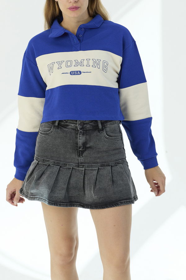 Düz Orta Kadın Mavi sweat - 21443 MAVİ