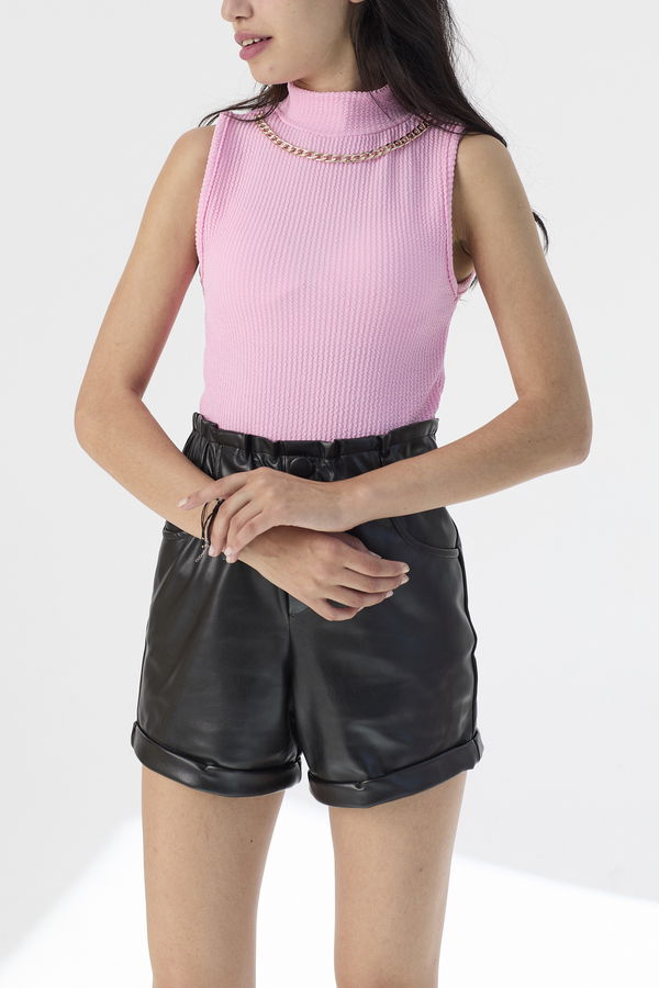 Düz Orta Kadın Pembe Bluz - 21386 PEMBE