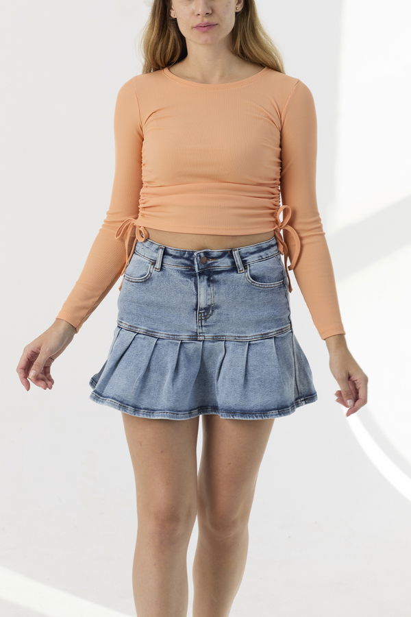 Düz Orta Kadın Sarı Bluz - 21384 Sarı