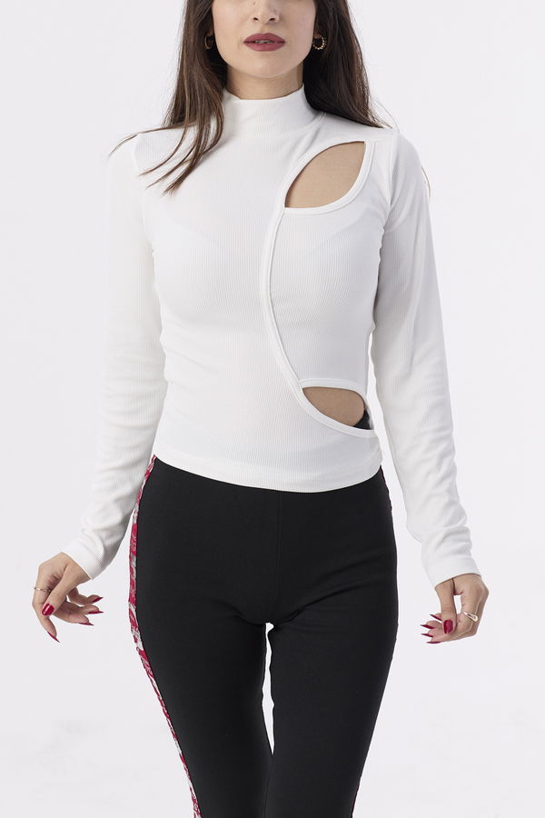 Düz Orta Kadın Beyaz Bluz - 21385 BEYAZ