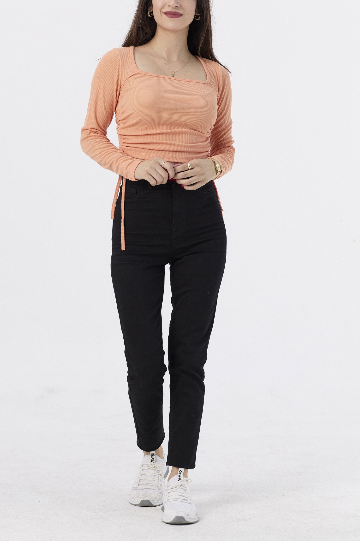 Düz Orta Kadın Sarı Bluz - 21400 Sarı