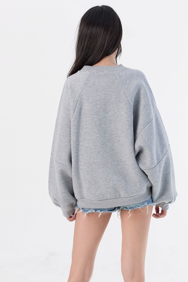 Düz Orta Kadın Gri sweat - 21379 GRİ