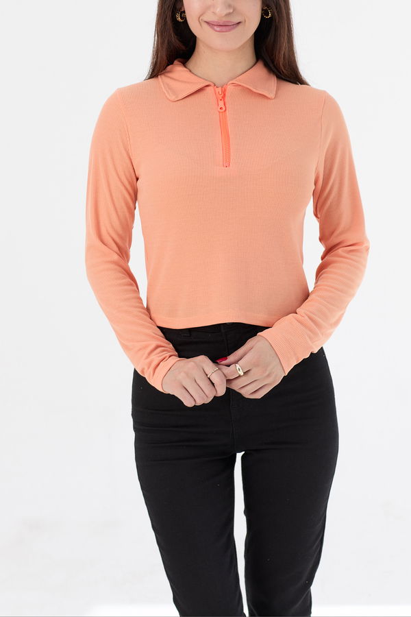 Düz Orta Kadın Sarı Bluz - 21391
