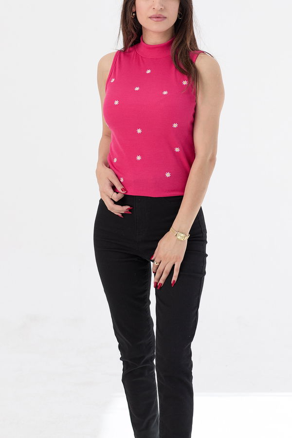 Düz Orta Kadın Fuşya Bluz - 21399