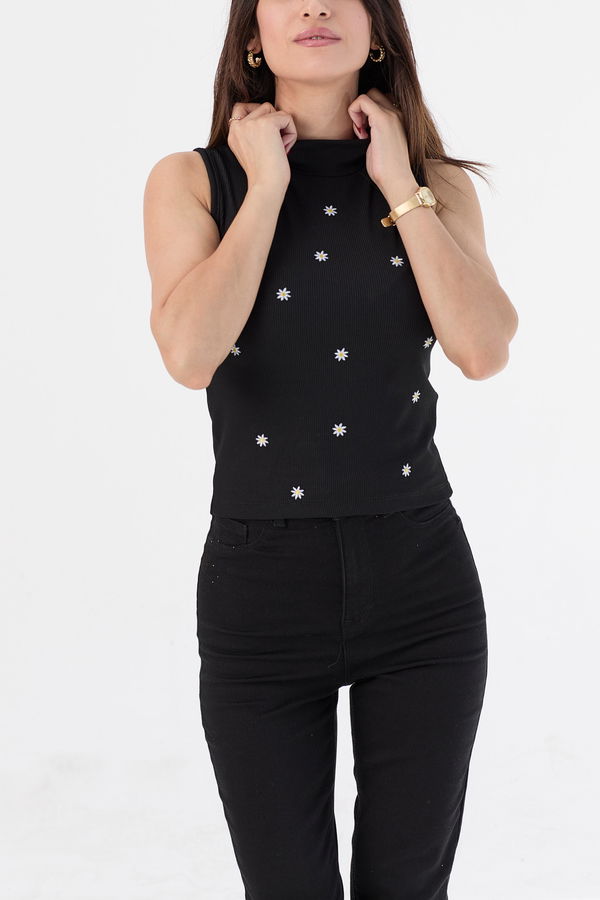 Düz Orta Kadın Siyah Bluz - 21399