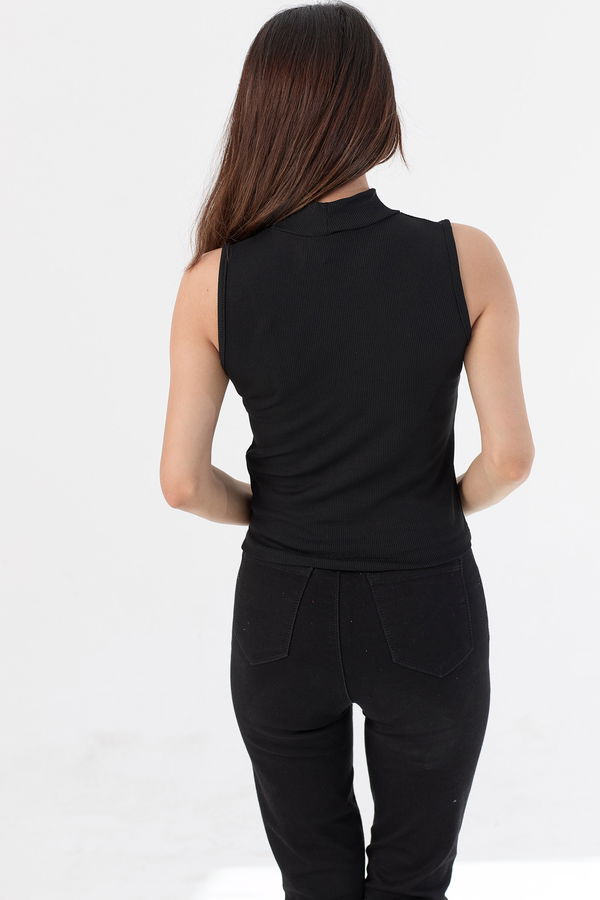 Düz Orta Kadın Siyah Bluz - 21399