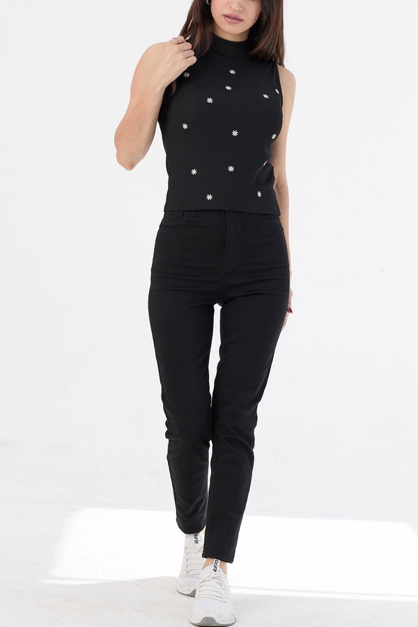 Düz Orta Kadın Siyah Bluz - 21399