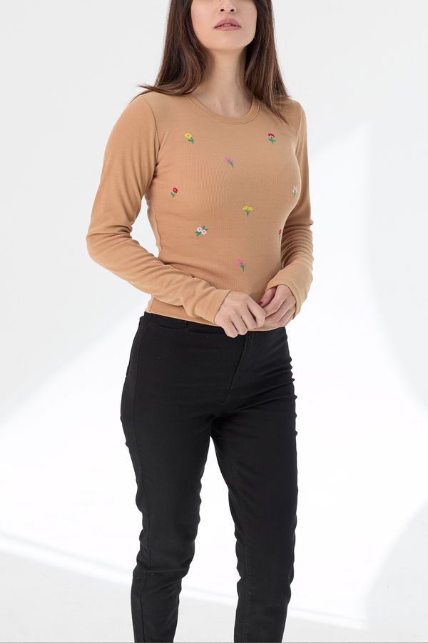 Düz Orta Kadın Vizon Hırka - 21389 VİZON