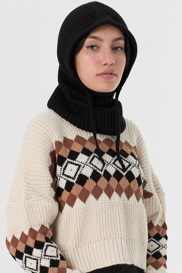 Düz Orta Kadın Siyah Boyunluk - 21481