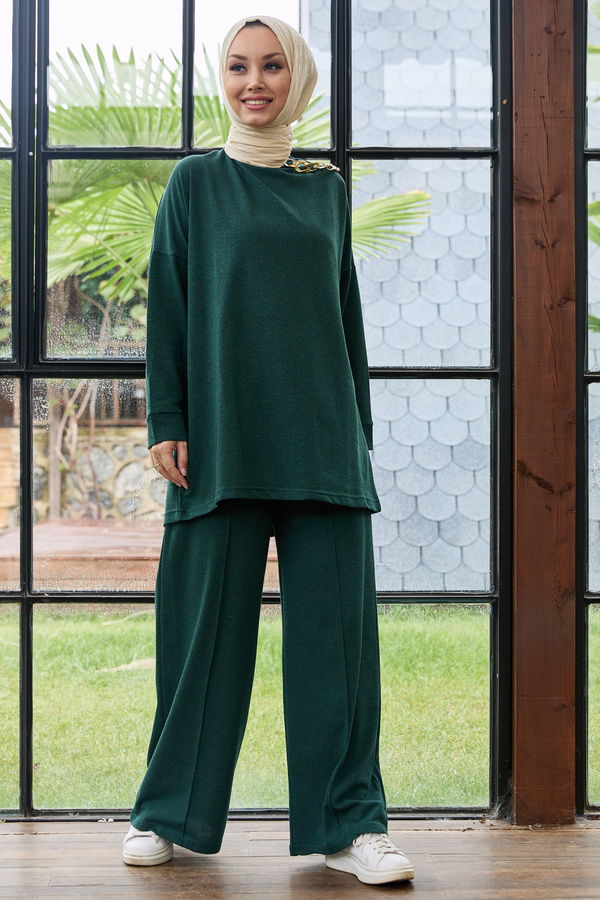 Düz Orta Kadın Yeşil Tunik Pantolon - 8893 YEŞİL