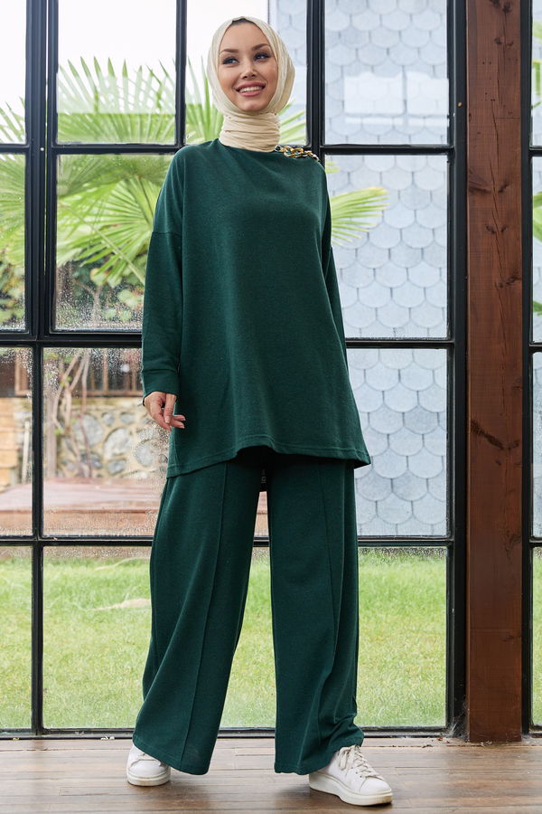 Düz Orta Kadın Yeşil Tunik Pantolon - 8893 YEŞİL