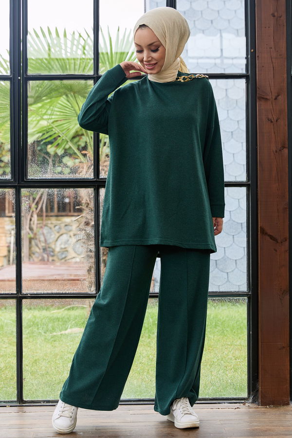 Düz Orta Kadın Yeşil Tunik Pantolon - 8893 YEŞİL