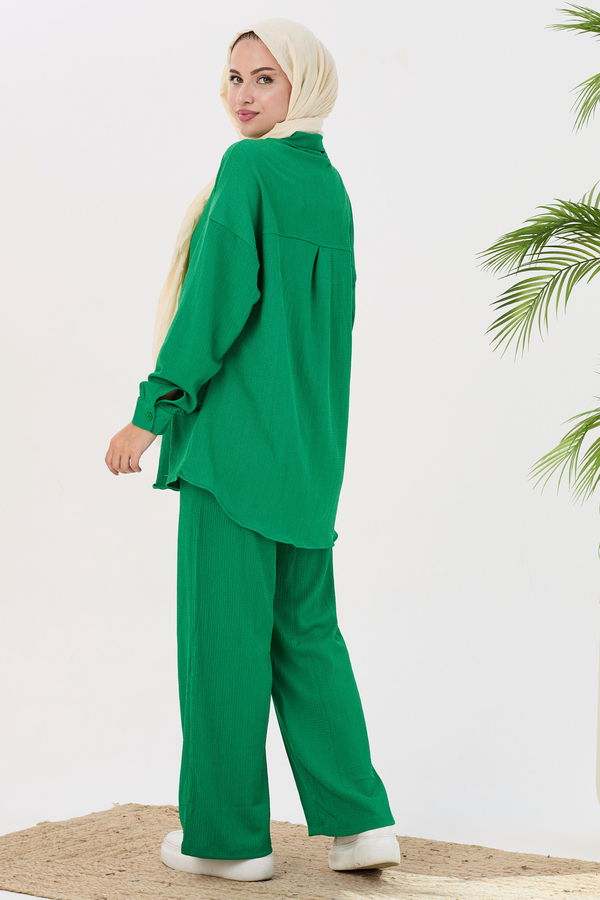 Düz Orta Kadın Yeşil Tunik Pantolon - 21532
