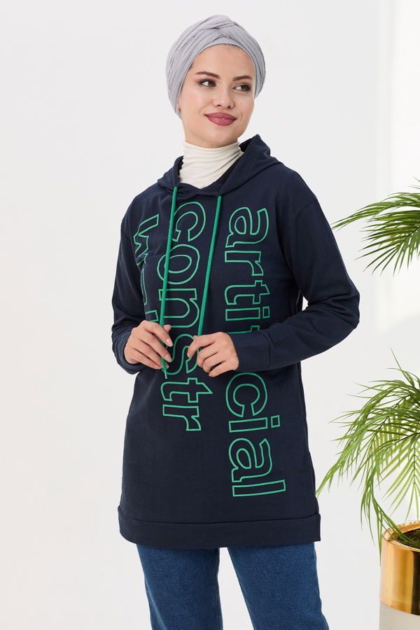 Düz Orta Kadın Lacivert Sweat - 21515