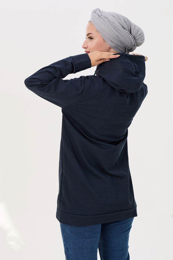 Düz Orta Kadın Lacivert Sweat - 21515