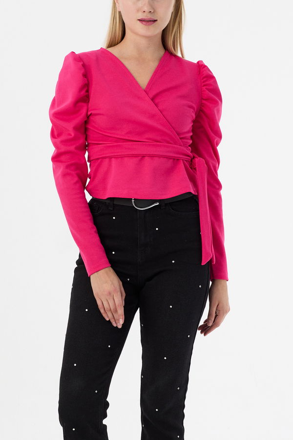 Düz Orta Kadın Fuşya Bluz - 21369