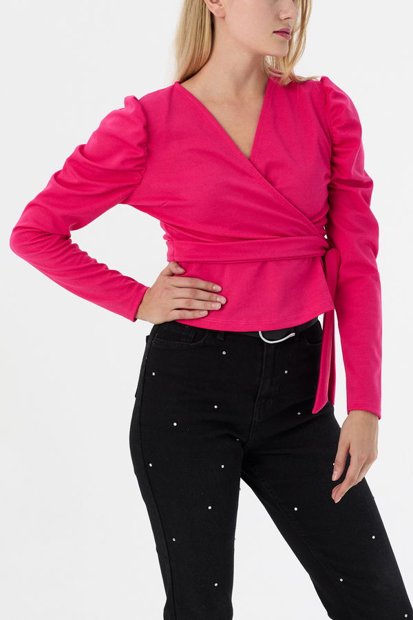 Düz Orta Kadın Fuşya Bluz - 21369