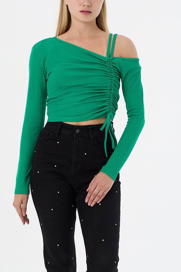 Düz Orta Kadın Yeşil Bluz - 21394 YEŞİL