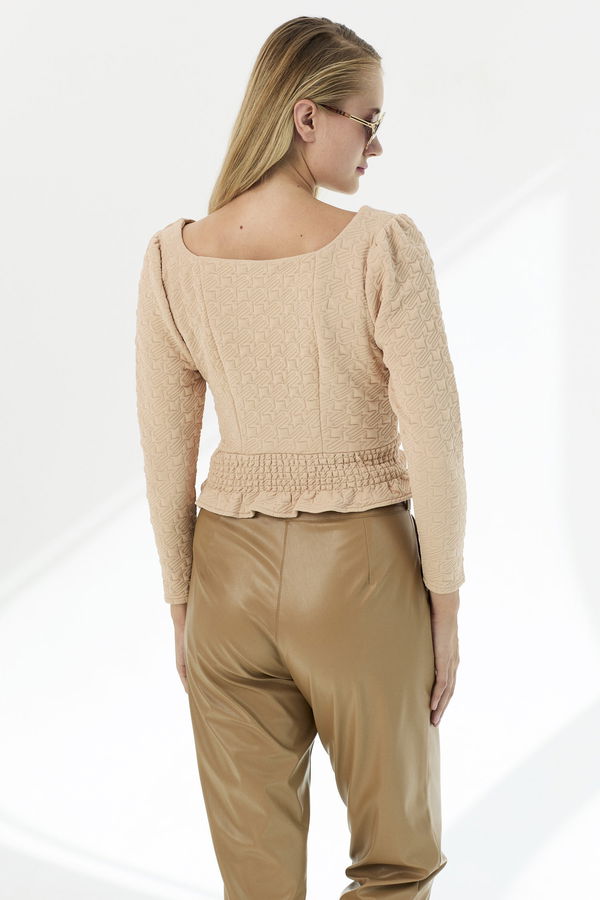 Düz Orta Kadın Bej Bluz - 21432 BEJ