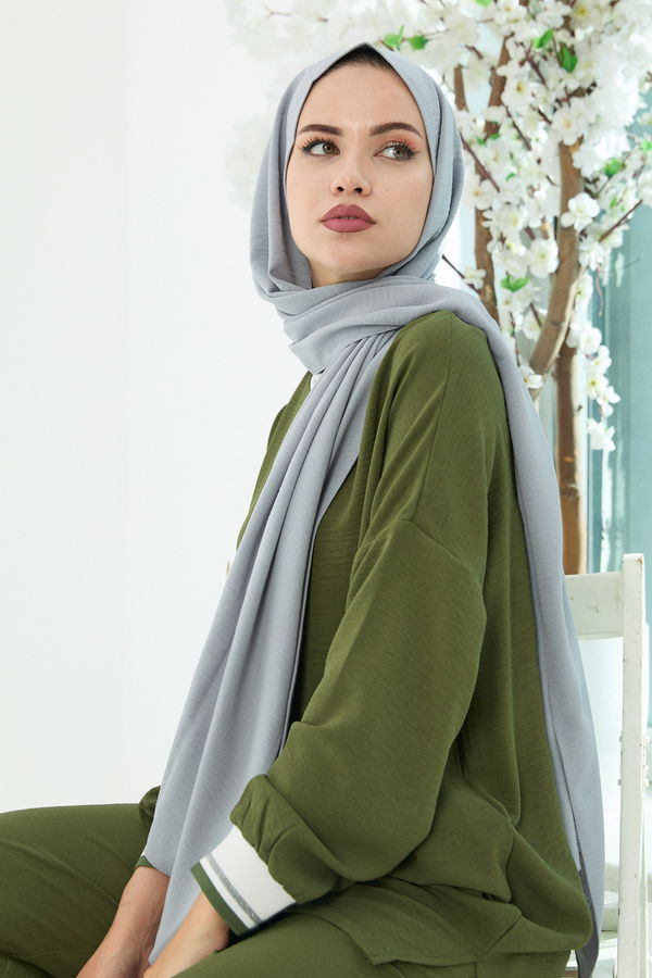 Düz Bisiklet Yaka Kadın Haki Tunik Pantolon - 10544 HAKİ