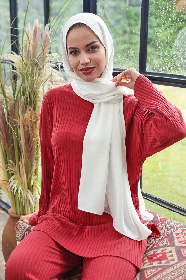Düz Orta Kadın Kiremit Triko Tunik Pantolon - 21567