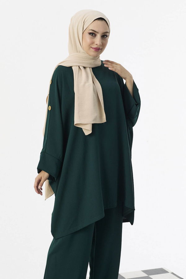 Düz Orta Kadın Yeşil Tunik Pantolon - 10552 YEŞİL