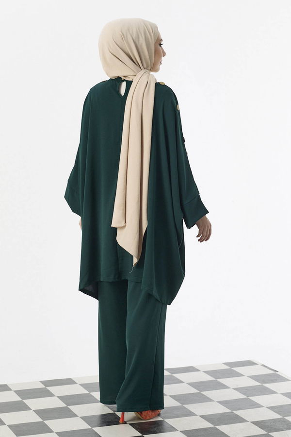 Düz Orta Kadın Yeşil Tunik Pantolon - 10552 YEŞİL