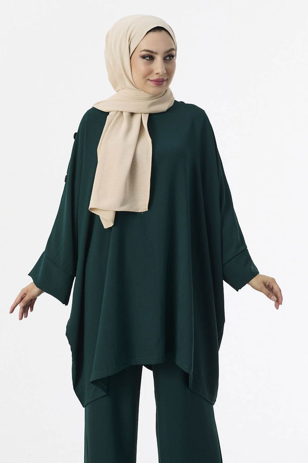 Düz Orta Kadın Yeşil Tunik Pantolon - 10552 YEŞİL