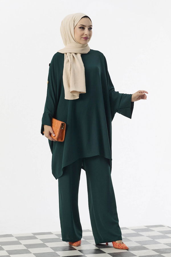 Düz Orta Kadın Yeşil Tunik Pantolon - 10552 YEŞİL