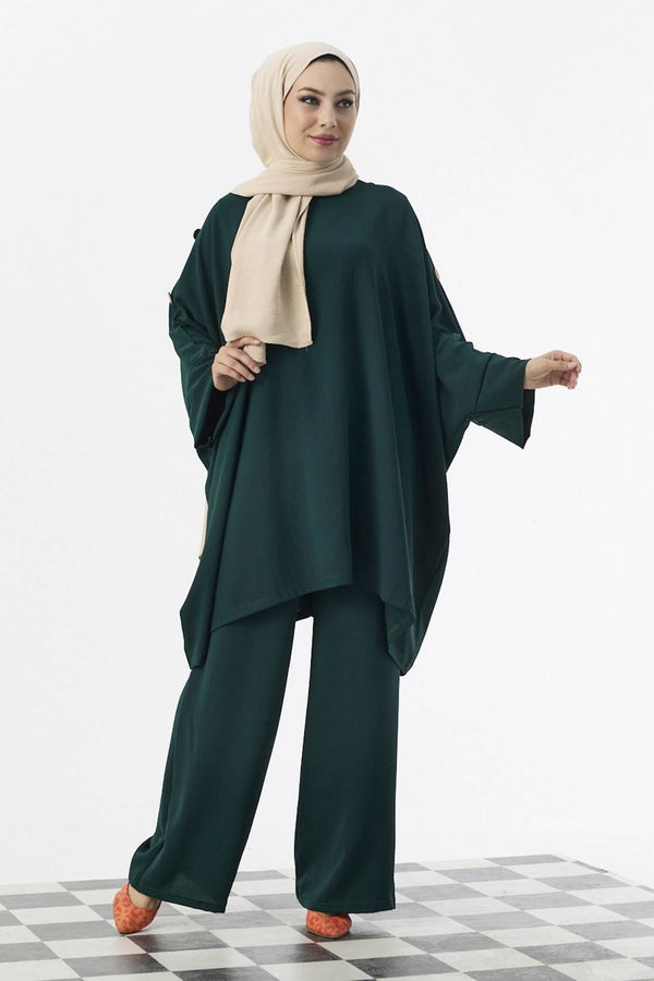 Düz Orta Kadın Yeşil Tunik Pantolon - 10552 YEŞİL