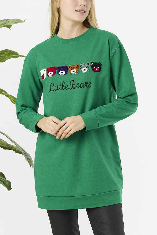 Düz Orta Kadın Yeşil Sweat - 21650 YEŞİL