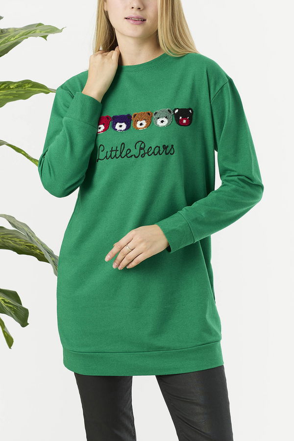 Düz Orta Kadın Yeşil Sweat - 21650 YEŞİL
